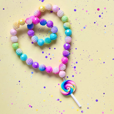 BEADED NECKLACE LOLLIPOP SWIRL