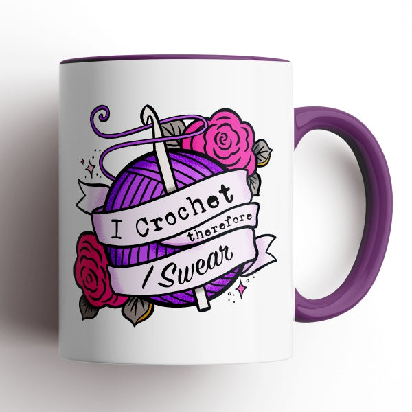 MUG I CROCHET THEREFORE I SWEAR PURPLE