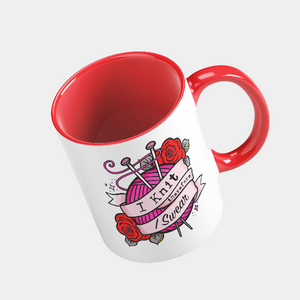 MUG I KNIT THEREFORE I SWEAR RED