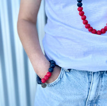 Load image into Gallery viewer, COLOUR BLOCK ROCK BRACELET NAVY/ RED