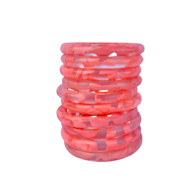 MARBLED RESIN BANGLE BRIGHT CORAL