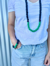 Load image into Gallery viewer, COLOUR BLOCK ROCK NECKLACE NAVY/ GREEN