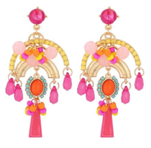 Load image into Gallery viewer, BLING EARRINGS PINK ORANGE YELLOW