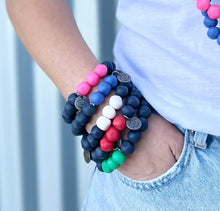 Load image into Gallery viewer, COLOUR BLOCK ROCK BRACELET NAVY/ PINK