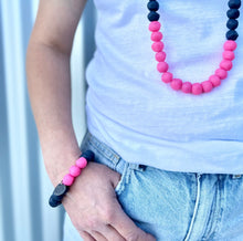 Load image into Gallery viewer, COLOUR BLOCK ROCK NECKLACE NAVY/ PINK