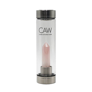 CRYSTAL STAINLESS STEAL WATERBOTTLE ROSE QUARTZ