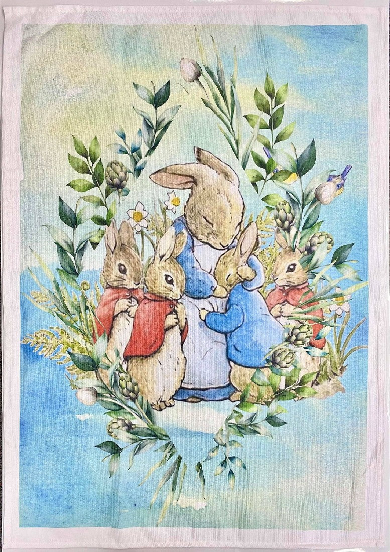 TEA TOWEL PETER RABBIT MUM & KIDS