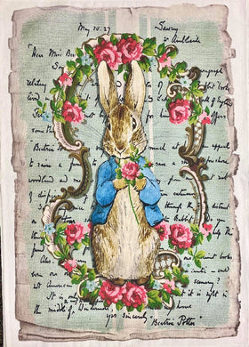 TEA TOWEL PETER RABBIT & ROSES