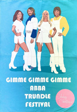 TEA TOWEL GIMME ABBA TRUNDLE FESTIVAL