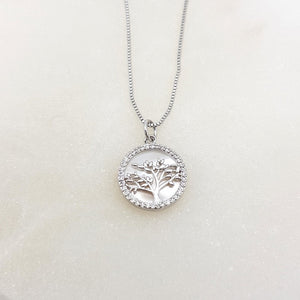 TREE OF LIFE NECKLACE MOTHER OF PEARL RHODIUM