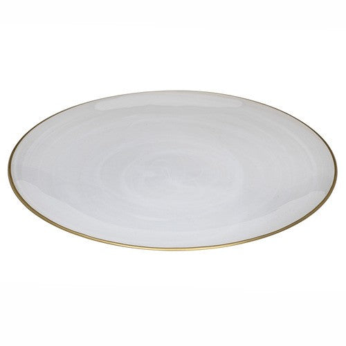 ROUND PLATTER LARGE ISMAY WHITE