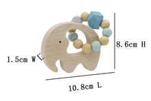 Load image into Gallery viewer, WOODEN RATTLE ELEPHANT WITH SILICONE BEADS BLUE
