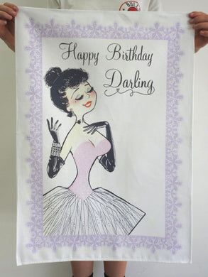 TEA TOWEL HAPPY BIRTHDAY DARLING
